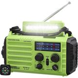 Mesqool 5 Güç Kaynaklı Solar Crank Radyo Powerbank LED Acil Durum Işığı Kamp Deprem Radyosu - Açık Yeşil