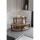 Messer Dekoratif Oval Köşe 3 Katlı Tezgah Üstü Raf 50 Cm X 50 Cm Madran Ceviz