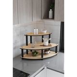 Messer Dekoratif Oval Köşe 3 Katlı Tezgah Üstü Raf 50 Cm X 50 Cm Safir Meşe