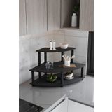 Messer Dekoratif Oval Köşe 3 Katlı Tezgah Üstü Raf 50 Cm X 50 Cm Siyah