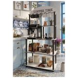 MESSER Kahve Köşesi Dolabı Çok Amaçlı Kitaplık 140x69x39 cm – Kahve Makinesi Standı, 1. Sınıf MDF, Demonte Kolay Kurulum (Beyaz)