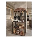 MESSER Kahve Köşesi Dolabı Çok Amaçlı Kitaplık 140x69x39 cm – Kahve Makinesi Standı, 1. Sınıf MDF, Demonte Kolay Kurulum (Ceviz)