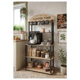 MESSER Kahve Köşesi Dolabı Çok Amaçlı Kitaplık 140x69x39 cm – Kahve Makinesi Standı, 1. Sınıf MDF, Demonte Kolay Kurulum (Mese)