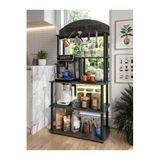 MESSER Kahve Köşesi Dolabı Çok Amaçlı Kitaplık 140x69x39 cm – Kahve Makinesi Standı, 1. Sınıf MDF, Demonte Kolay Kurulum (Siyah)