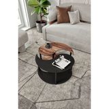 Messer Yin Yang Unıty Serenıty 2'li Tekerlekli Siyah Ceviz 70 cm Orta Sehpa