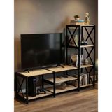 Messer Zenna Tv Stand Kitaplık Raflı Siyah