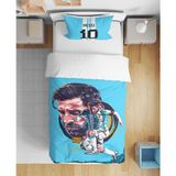 Messi 3D Dijital Baskılı Futbol Tek Kişilik Çarşafsız Genç Erkek Çocuk Nevresim Takımı - Mavi - 160 x 220 cm