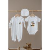 Messido Plus 3'lü Tulum Body Şapka Set - Sevimli Pilot Zürafa - 3 - 6 Ay - Renkli