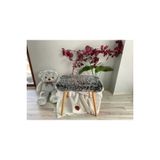 Messline -Ahşap Ayaklı Peluş Kumaş Dekoratif Puf Bench Makyaj Sandalyesi