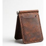 Mest Craft El Yapımı %100 Hakiki Deri Para Klipsli Minimalist Kartlık Cüzdan - Tobacco