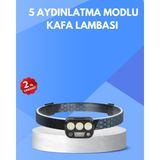 Mestore 300 Lümen Sensörlü LED Kafa Lambası USB Şarjlı Sos Modlu