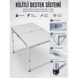 Mestore 4 Kişilik Katlanabilir Kamp Masası Seti 4 Tabureli 50-65 cm Ayarlanabilir Yükseklik