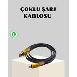 Mestore 65W Çoklu Şarj Kablosu 4’ü 1 Arada Örgülü Hızlı Veri Aktarım Usb-C Usb-A