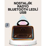 Mestore Ahşap Nostaljik Radyo Bluetooth USB Sd Kart Destekli