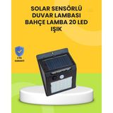 Mestore Güneş Paneli ile Şarj Olan 20 LED Dış Mekan Hareket Sensörlü Lamba
