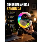 Mestore Kablosuz Şarjlı LED Masa Lambası Çalar Saat ve Beyaz Gürültü Özellikli