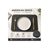 Mesut Balaban Deri Ürünleri 2 adet siyah deri sofra sunum tabak altlığı supla Amerikan servisi 42X30