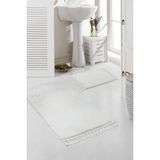 Meta Halı Yıkanabilir Premium Ponpon Saçaklı Kaymaz Taban Post Peluş Banyo Paspası 2'li Takım Bej mt - Ekru