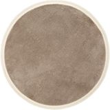 Meta Halı Yuvarlak Puffy Peluş Post Düz Saçaklı Kaymaz Taban Halı 8 Renk - Kahverengi - 100 x 100 cm