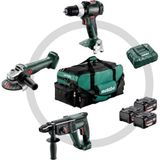 Metabo 685212000 Combo 3.1 Sb 18 Lt Bl Kömürsüz Akülü Darbeli Matkap + Kh 18 Ltx 24 Akülü Kırıcı Delici + W 18 L 9-125 Akülü Avuç Taşlama 900 Watt (3x 5.2 Ah 18V Akü ve Şarj Cihazı)