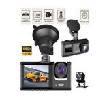 MetaForce Araç İçi Kamera 1080P 3 Kameralı IPS Ekran G Sensör Gece Görüş Ultra Geniş Açı Yol Kayıt Geri Görüş