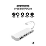 MetaForce Lightning OTG Dönüştürücü 9109L USB, SD Kart, Micro SD Kart Okuyucu iPhone Lightning Adaptör