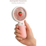 Metaforce Mini Fan Şarjlı Taşınabilir El Vantilatörü 5W Güçlü Meyve Figürlü USB Mini Fan - Pembe