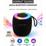 Metaforce Rgb Işıklı Şarjlı Bluetooth Hoparlör - Type-C - Fm Radyo - USB - Hafıza Kartı - Siyah