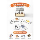 metafortoys 58 Parça Ahşap Alfabe Eşleştirme Kartları Zeka Oyun Puzzle Kartları