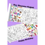 metafortoys Happy Birthday Dev Boyama Kağıdı 2.5 metre x 62 cm Kağıt Aktivite Rulosu