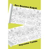 metafortoys Hayvanlar Tatilde Dev Boyama Kağıdı 2.5 metre x 62 cm Kağıt Aktivite Rulosu