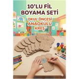 metafortoys Sevimli Fil Boyama Aktivite Sanat Okul Öncesi Anaokulu Kreş Etkinlik seti 10lu