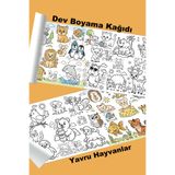 metafortoys Yavru Hayvanlar Dev Boyama Kağıdı 2.5 metre x 62 cm Kağıt Aktivite Rulosu