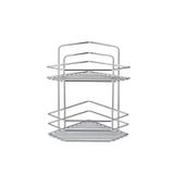 Metal 2 Katlı Krom Beşgen Banyo Köşeliği Şampuanlık Organizer