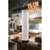 Metal 25 cm Ayarlanabilir Beyaz Koltuk Baza Mobilya Kanepe Yükseltici Destek Ayağı Ayakları - Titreşim - Çamaşır Bulaşık