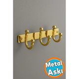 Metal 3'Lü Askı Birleşik Vestiyer Duvar Monteli Askı Dolap Askılığı Vidalı Gold Elbise Askısı 1 Adet