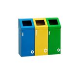 Metal 3'lü Geri Dönüşüm Sıfır Atık Kutusu Elektrostatik Toz Boyalı (Plastik-Kağıt-Cam)
