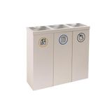 Metal 3'Lü Geri Dönüşüm Sıfır Atık Kutusu Elektrostatik Toz Boyalı (Plastik-Kağıt-Organik) (Beyaz)