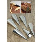 Metal 6'lı Kornet Hamur Kalıbı Inox Set Huni Şeklinde Tatlı Kalıbı Dondurma Külahı Yapma 11CM - Seçenek 1 - Altın