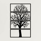 Metal Ağaç Duvar Sanatı, 4 Panel Metal Ağaç Dekoru, Metal Duvar Dekoru, İç Dekorasyon, Duvar Askısı, 4 Parça (46" G x 69" Y / 117x175 cm)
