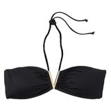 Metal Aksesuarlı Straplez Bikini Üstü - 42 - Siyah