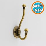 Metal Askı Antik Sarı Vestiyer Portmanto Dolap Askılığı Duvar Banyo Askılık Mutfak Elbise Askısı