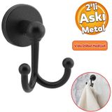 Metal Aski Siyah Renk Askilik Banyo Tuvalet Havlu Bornoz Askisi Catal Ikili Aski