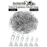 Metal Ataş No 2 25mm 100 lü 1 Paket Nikel Kaplama Metal Ataç Dayanıklı Paslanmaz 15 Sayfa Kapasiteli Ofis Okul Büro