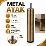 Metal Ayak Antik Sarı 12 Cm 1 Adet Mobilya Baza Sehpa Dolap Masa Ayağı M8 Civatalı Modern Tasarım