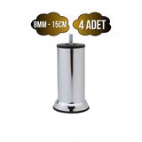 Metal Ayak Vidalı Pasolu Mobilya Yatak Koltuk Baza Ayağı(Metal)(10Cm - 12Cm - 15Cm)(8Mm)(Vidalı) Krom 15Cm 15Cm - 4 Adet