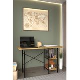 Metal Ayaklı 2 Raflı Çalışma Ofis Masası Atlantik Çam 60x120 CM
