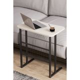 Metal Ayaklı Laptop Sehpası Koltuk Sehpası Kahvaltı Masası Çalışma Sehpası - Krem - 59x35x64