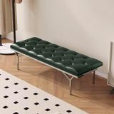 Metal ayaklı modern döşemeli giriş bankı, yeşil, oturma odası, yatak odası veya koridor için yatak ucu oturağı olarak ideal, şık mobilya 80 x 38 x 40 cm