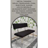 Metal Ayaklı Sırtlı Krom Siyah Mutfak Salon Antre Yatak Odası Puf Bank Oturak